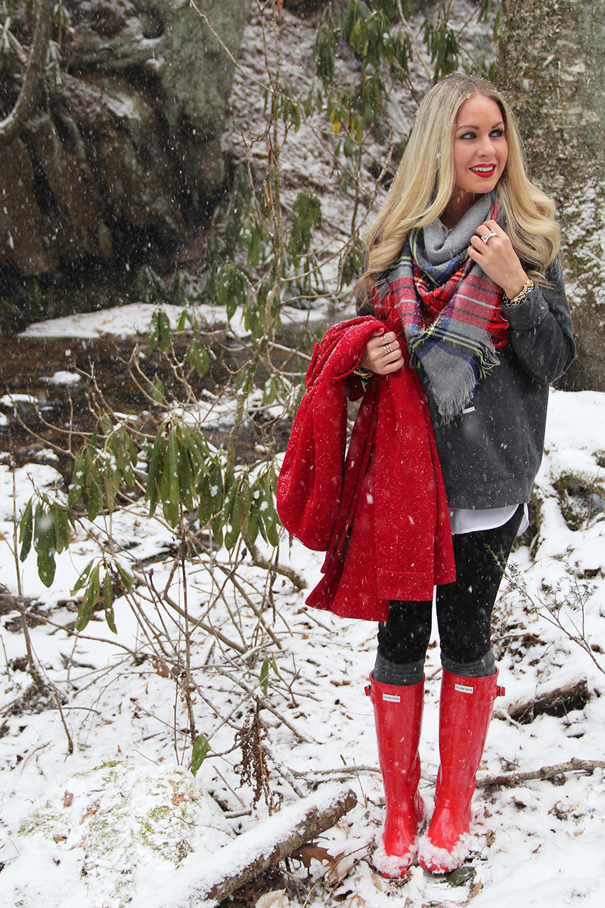 red rain boots outfit