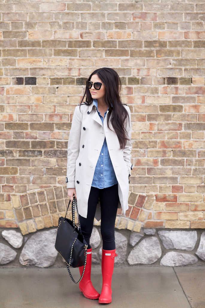 red rain boots outfit