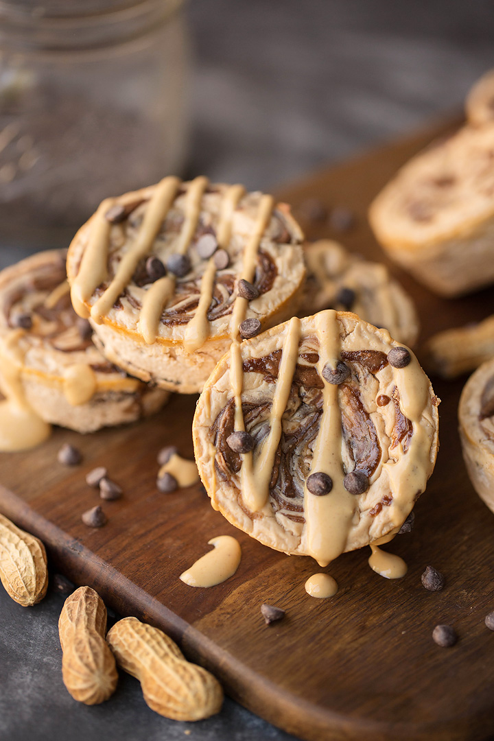 Peanut Butter Swirl Protein Cheesecakes