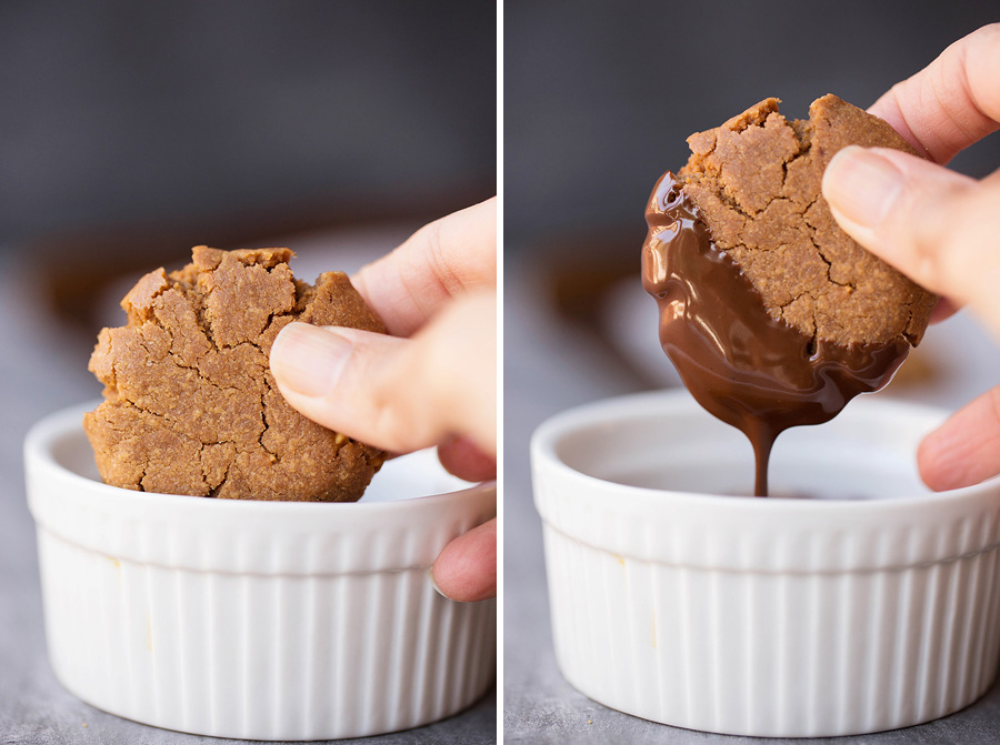 CHOCOLATE DIPPED PEANUT BUTTER COOKIES