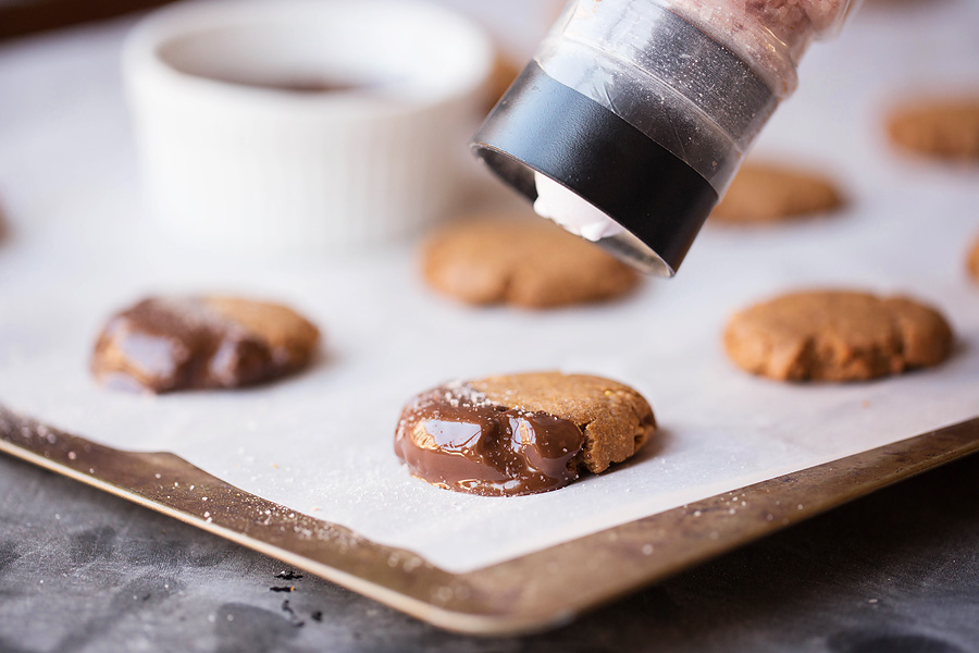 CHOCOLATE DIPPED PEANUT BUTTER COOKIES