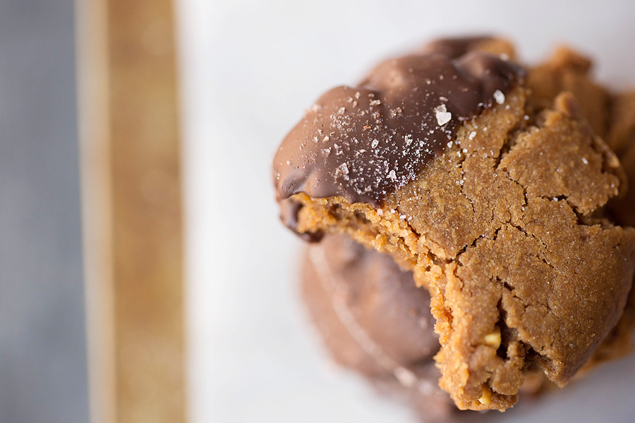 CHOCOLATE DIPPED PEANUT BUTTER COOKIES