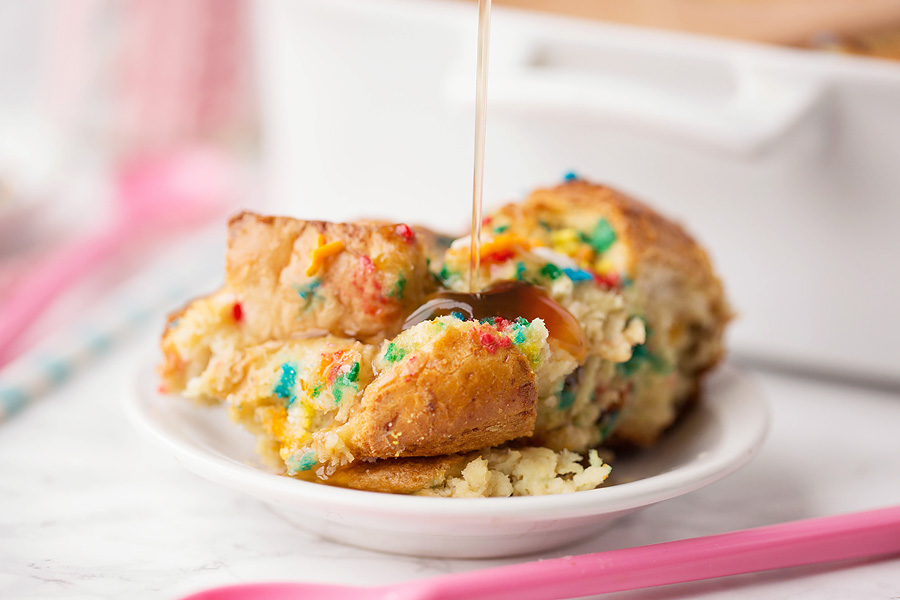 Cake Batter Protein Bread Pudding