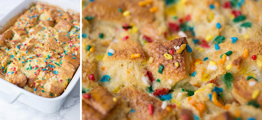 Cake Batter Protein Bread Pudding