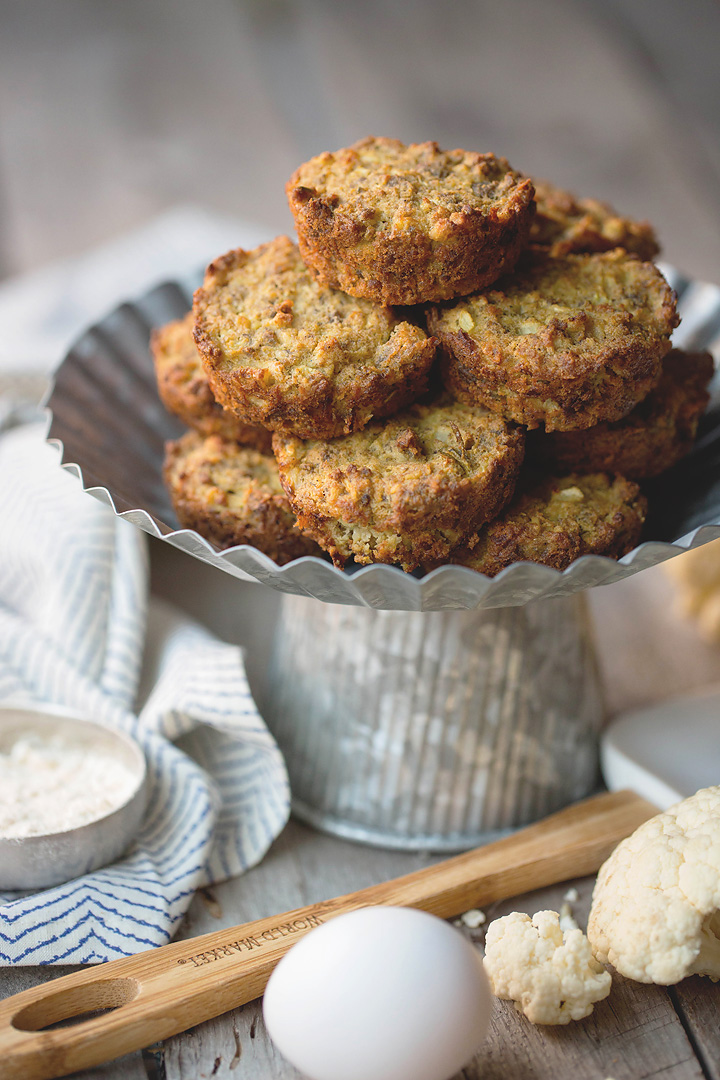 Keto Breakfast Sausage Cauliflower Muffins